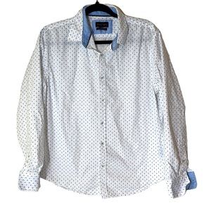 Gentlemen’s Outfitters White Collar Button Up Small Blue Designs